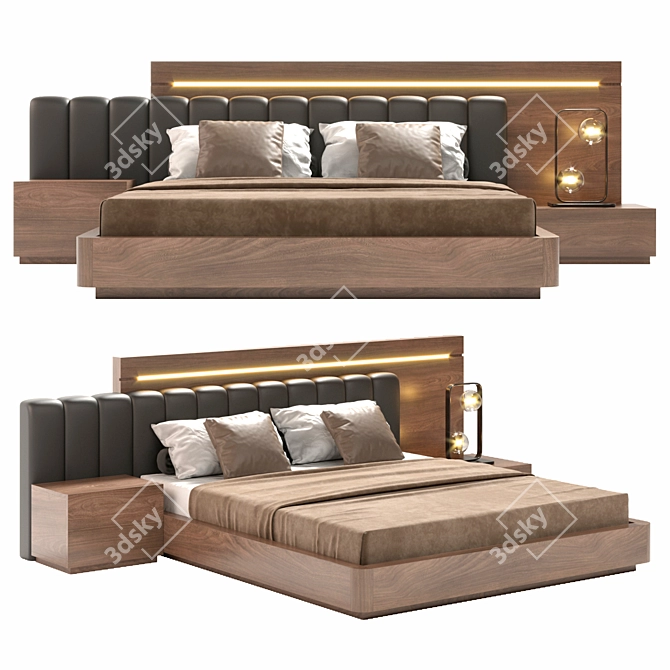 Stylish and Spacious Lazzoni Double Bed 3D model image 1