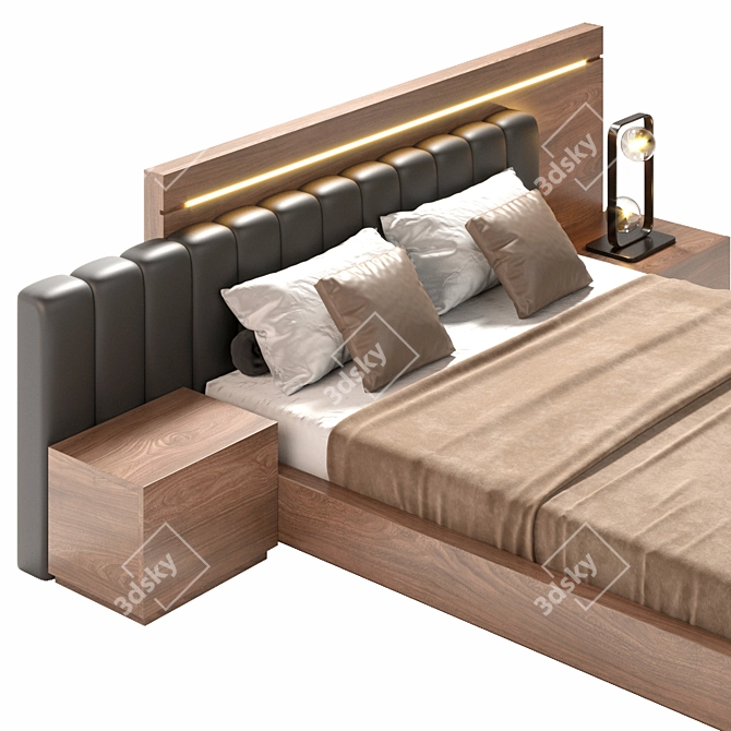 Stylish and Spacious Lazzoni Double Bed 3D model image 2