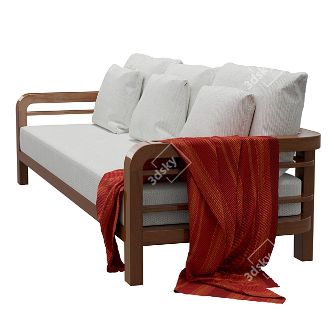 Elegant Mahogany Outdoor Sofa 3D model image 2