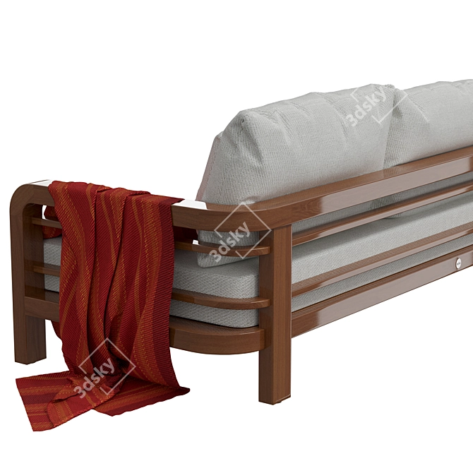 Elegant Mahogany Outdoor Sofa 3D model image 3