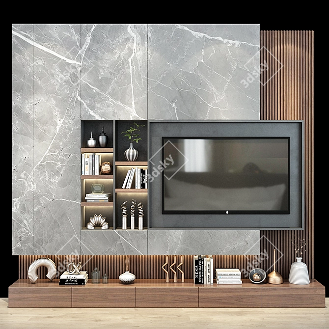 Sleek TV Shelf Organizer 3D model image 1