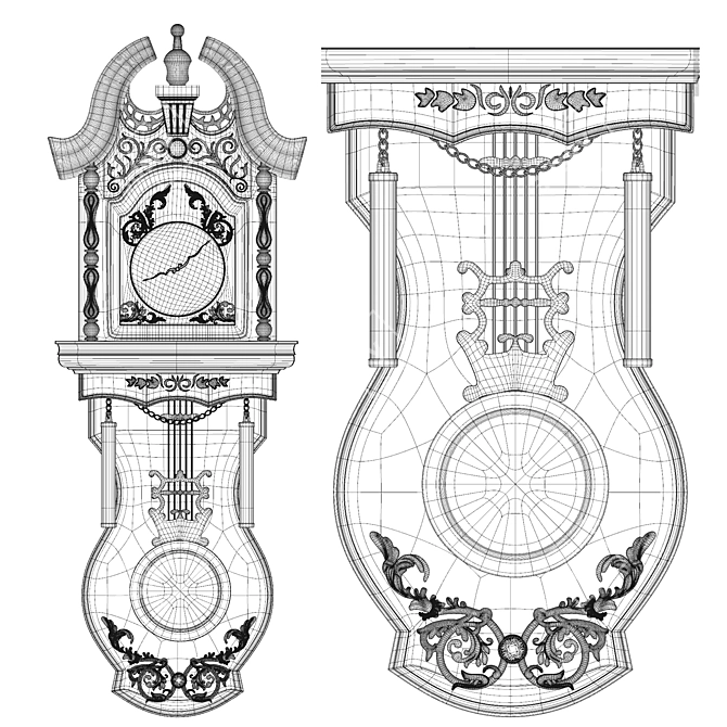Vintage Timepiece: Stunning Antique Wall Clocks 3D model image 10