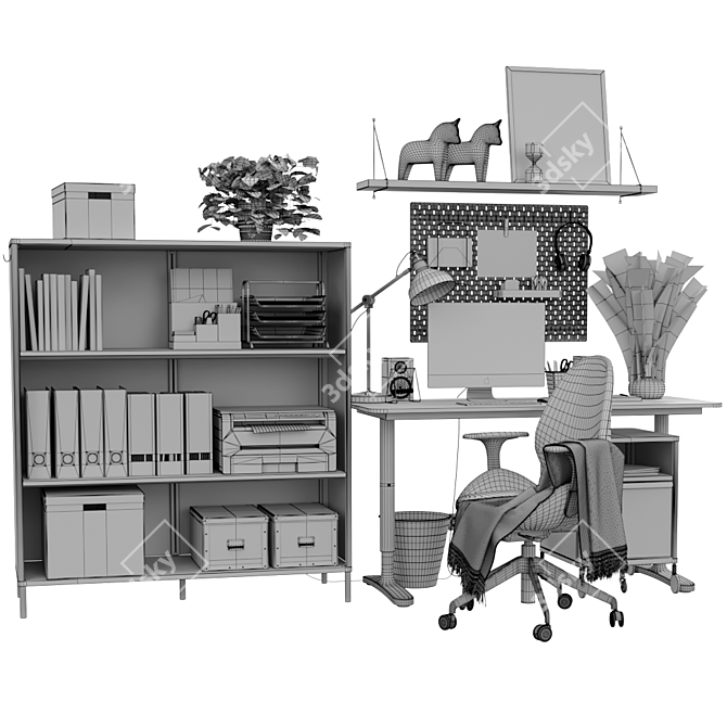 IKEA Office Essentials Set 3D model image 3