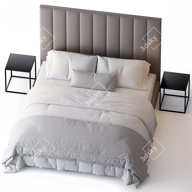 Modena King Upholstered Bed 3D model image 2