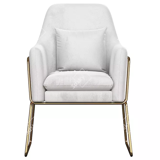 Modern Gray Velvet Accent Chair with Gold Legs 3D model image 2