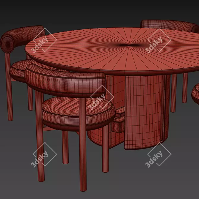 Capital Ercole Marble Table Set 3D model image 3