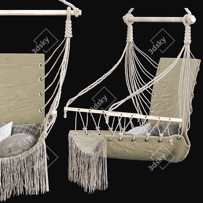 CasaPro Fringed Hanging Armchair 3D model image 2