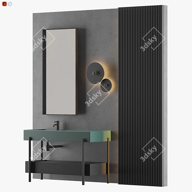 Modern Gray Bathroom Set 3D model image 2