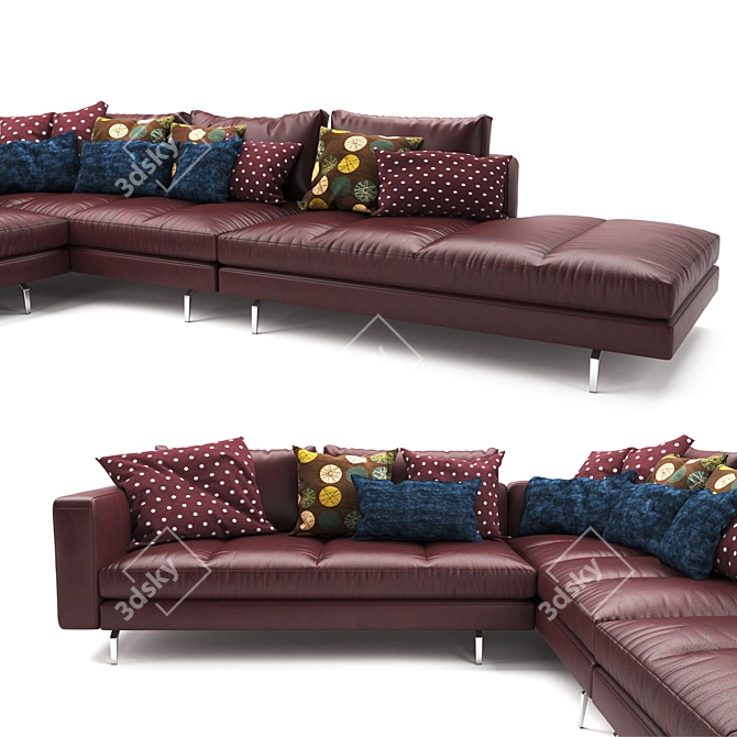 Bruce Leather Sofa Vol-3: Stylish & Spacious 3D model image 3