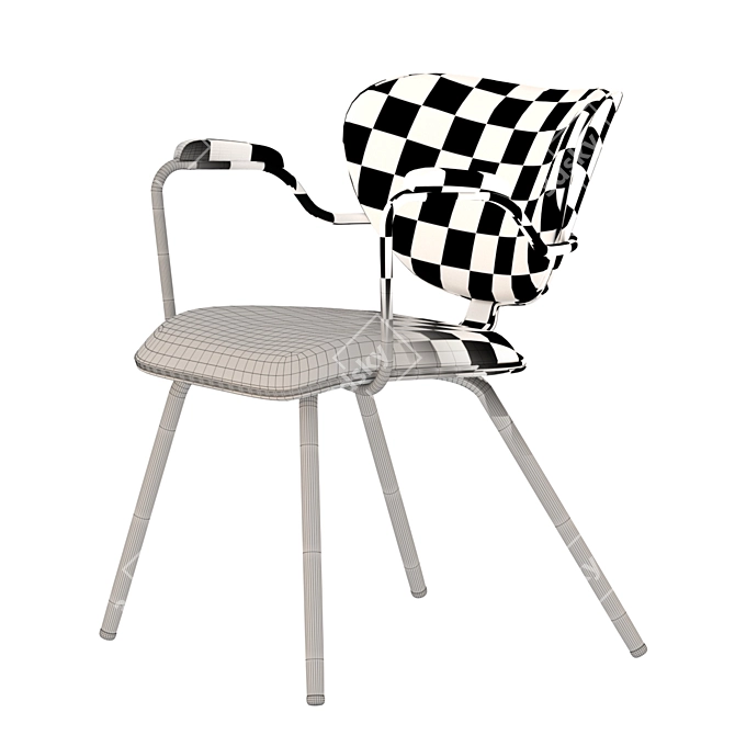 ROXA: Stylish Metal and Wood Designer Chair 3D model image 10