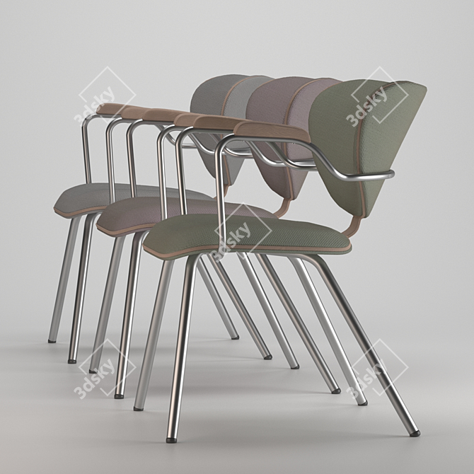 ROXA: Stylish Metal and Wood Designer Chair 3D model image 11