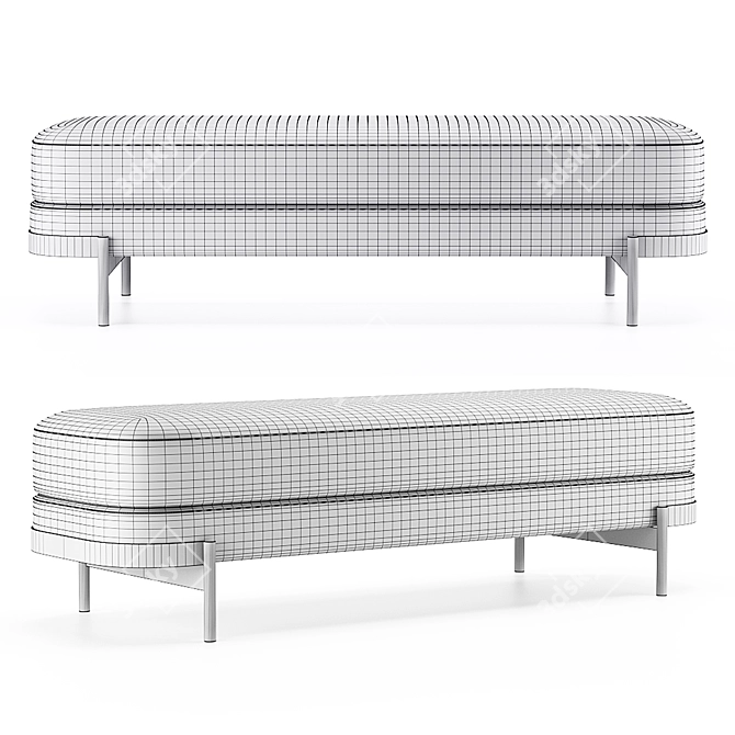 Sleek Barry Bench by HC28 3D model image 2