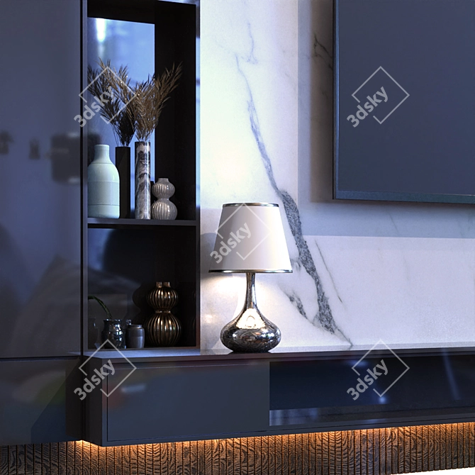 Modern TV Wall Set 018 3D model image 3