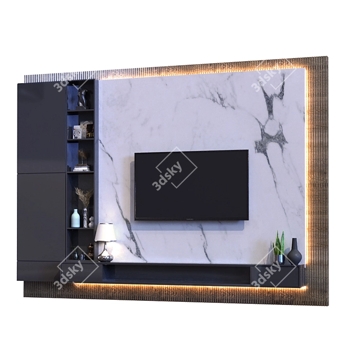 Modern TV Wall Set 018 3D model image 4