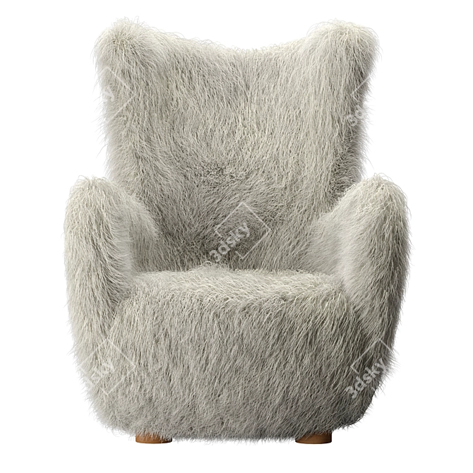 Luxurious Mongolian Sheepskin Chair 3D model image 2