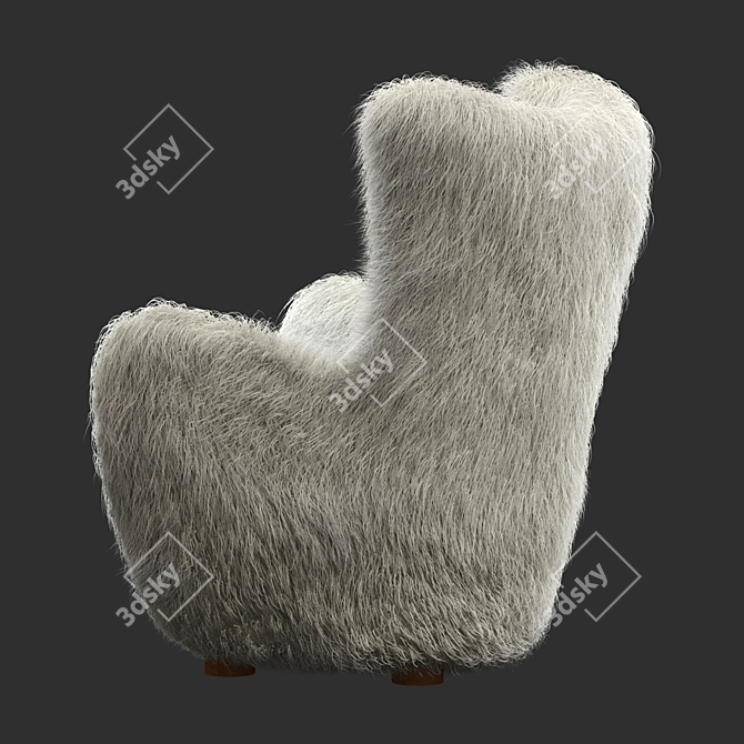 Luxurious Mongolian Sheepskin Chair 3D model image 3