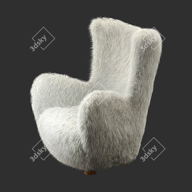 Luxurious Mongolian Sheepskin Chair 3D model image 4