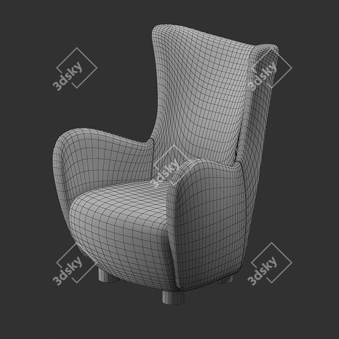 Luxurious Mongolian Sheepskin Chair 3D model image 5