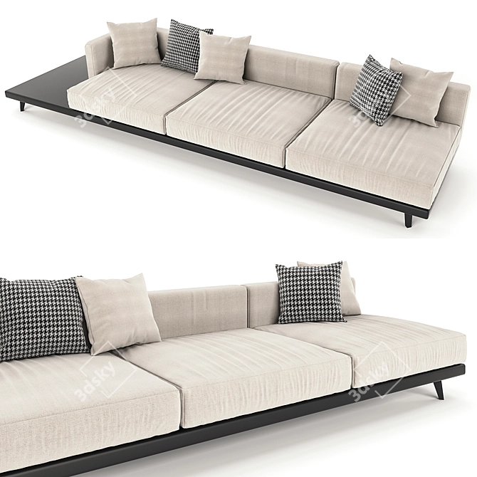 Elegant Ivory Velvet Sofa 3D model image 2