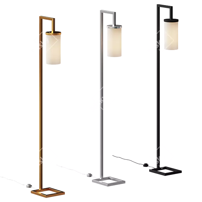 Modern Metal Hook Floor Lamp 3D model image 1