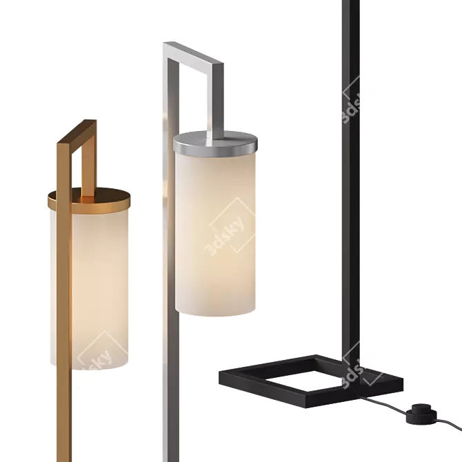 Modern Metal Hook Floor Lamp 3D model image 2