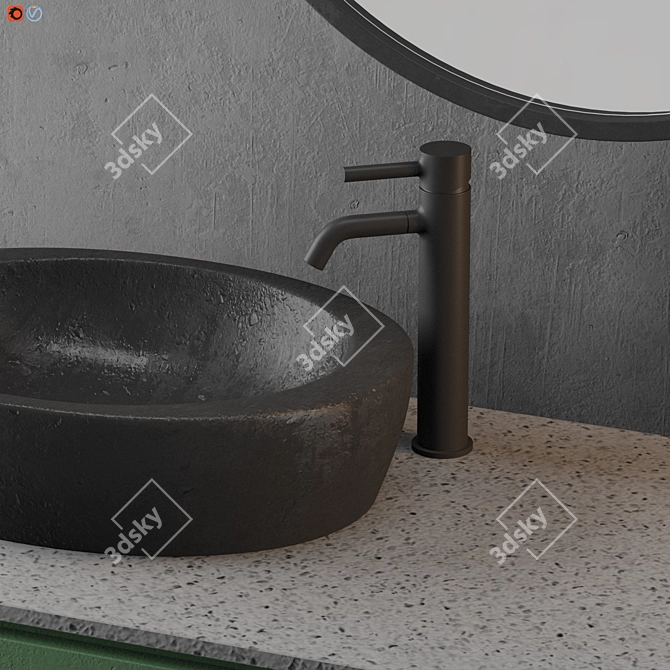 Modern Gray Bathroom 3D Model 3D model image 4