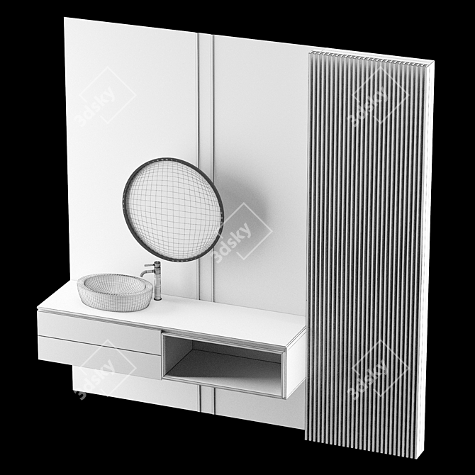 Modern Gray Bathroom 3D Model 3D model image 5