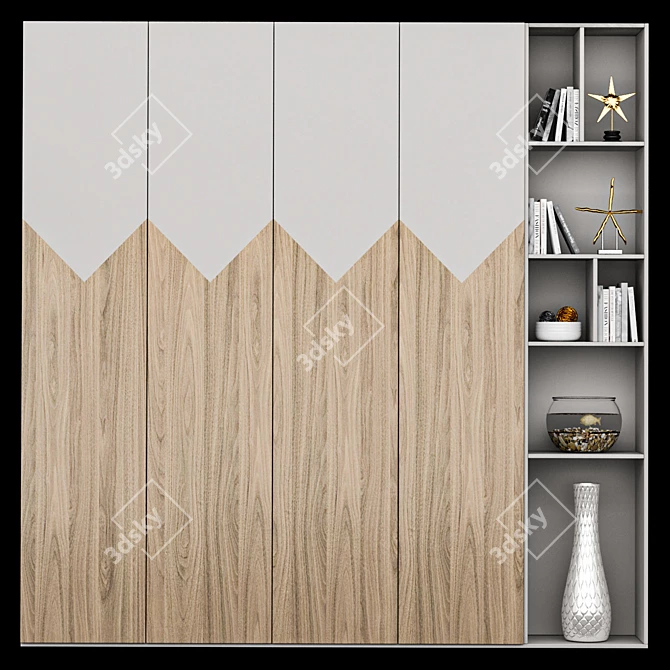 Modern 300cm Tall 40cm Wide Furniture Shelf 3D model image 1