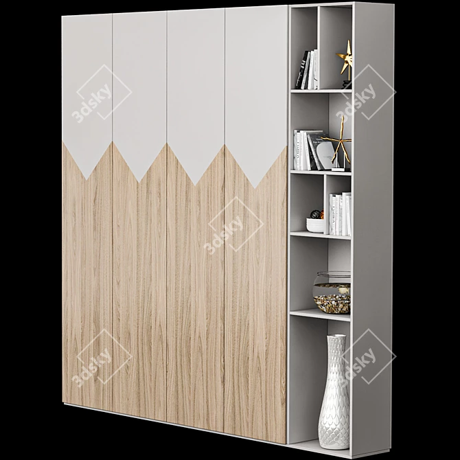 Modern 300cm Tall 40cm Wide Furniture Shelf 3D model image 2