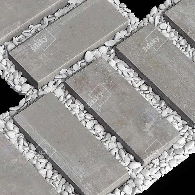 Pebble Slab Paving Road Plate 3D model image 2