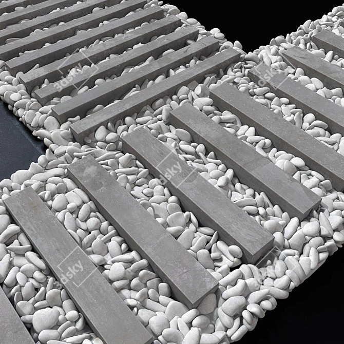 Pebble Slab Paving Road Plate 3D model image 3