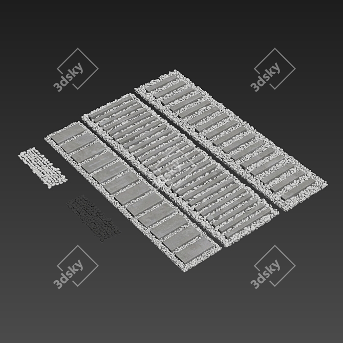 Pebble Slab Paving Road Plate 3D model image 6