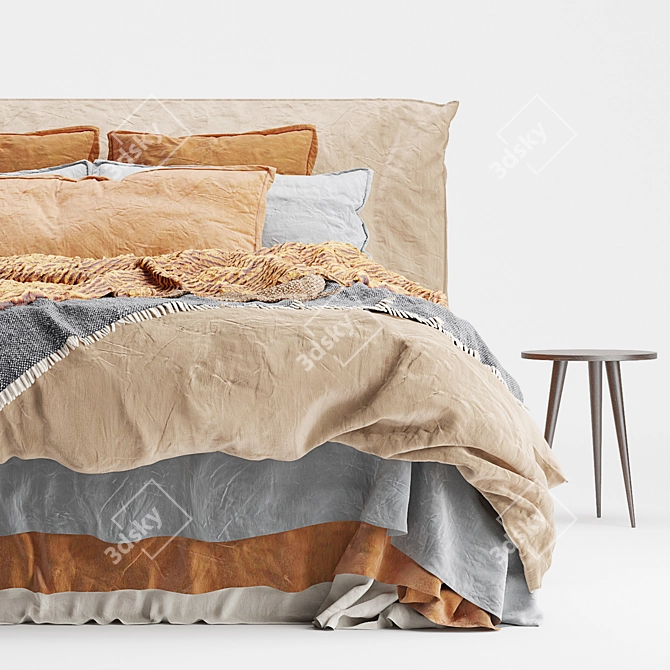 Luxurious Flocca Linen Bed by Hale Mercantile 3D model image 4