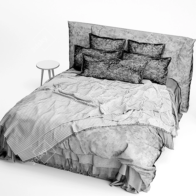 Luxurious Flocca Linen Bed by Hale Mercantile 3D model image 7