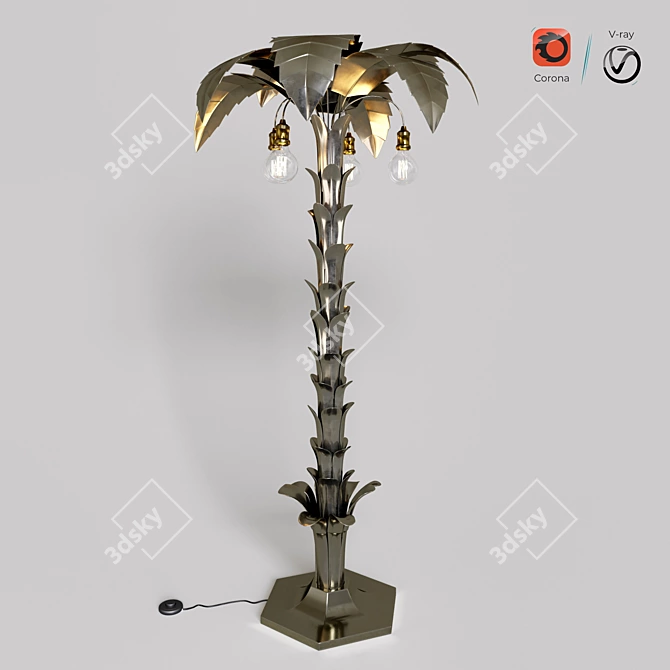 Luxury Gold Palm Leaf Floor Lamp 3D model image 1