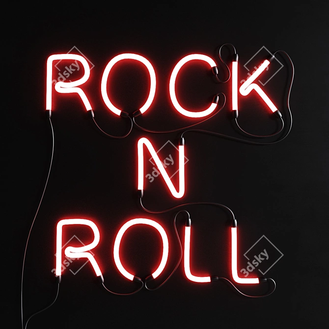 Rock n Roll Neon Sign 3D model image 1