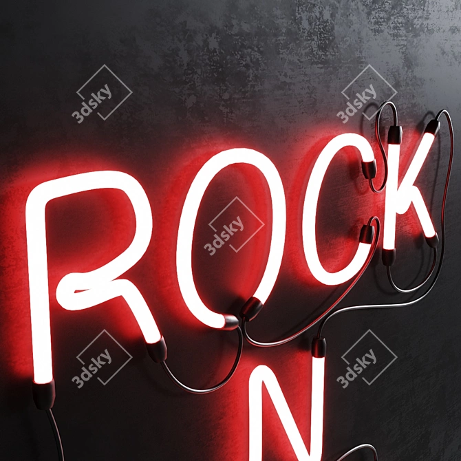 Rock n Roll Neon Sign 3D model image 2