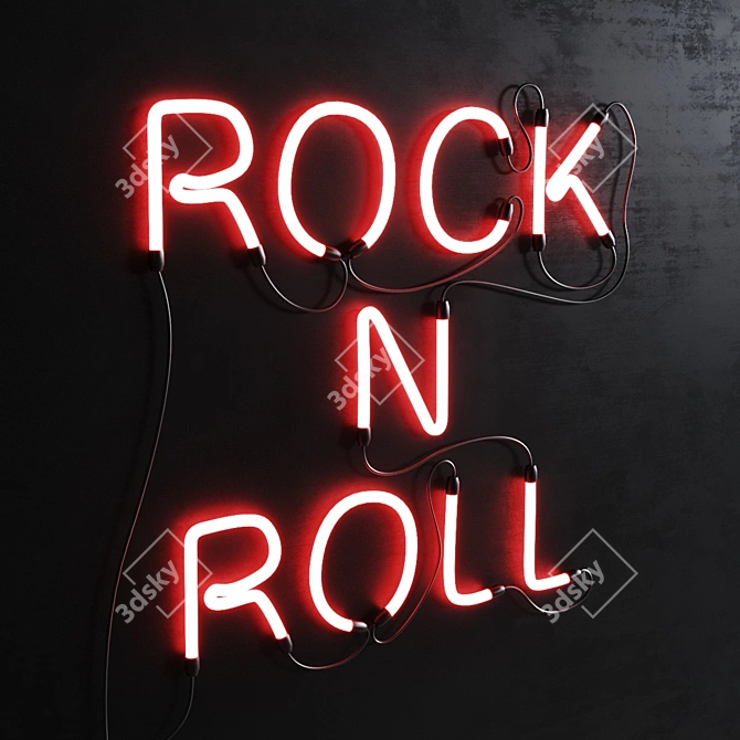 Rock n Roll Neon Sign 3D model image 3