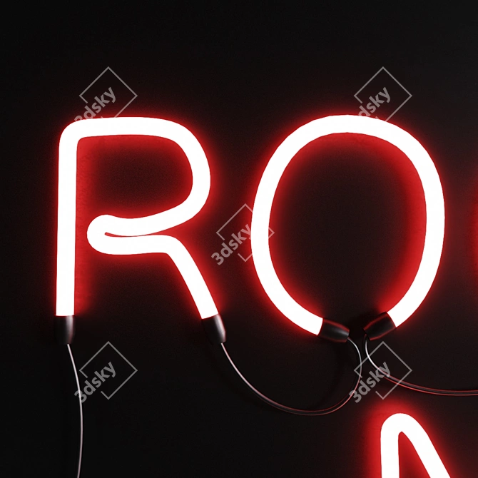 Rock n Roll Neon Sign 3D model image 4