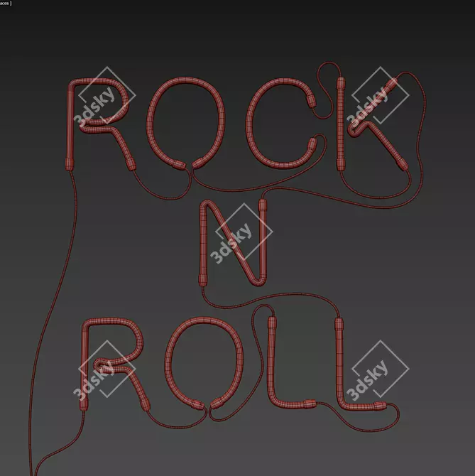 Rock n Roll Neon Sign 3D model image 5