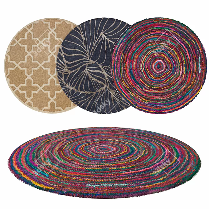 Premium Round Rug: 117x1.6cm 3D model image 1