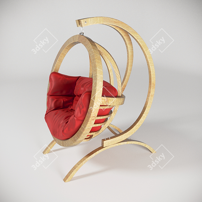 Wooden Hanging Chair 3D model image 1