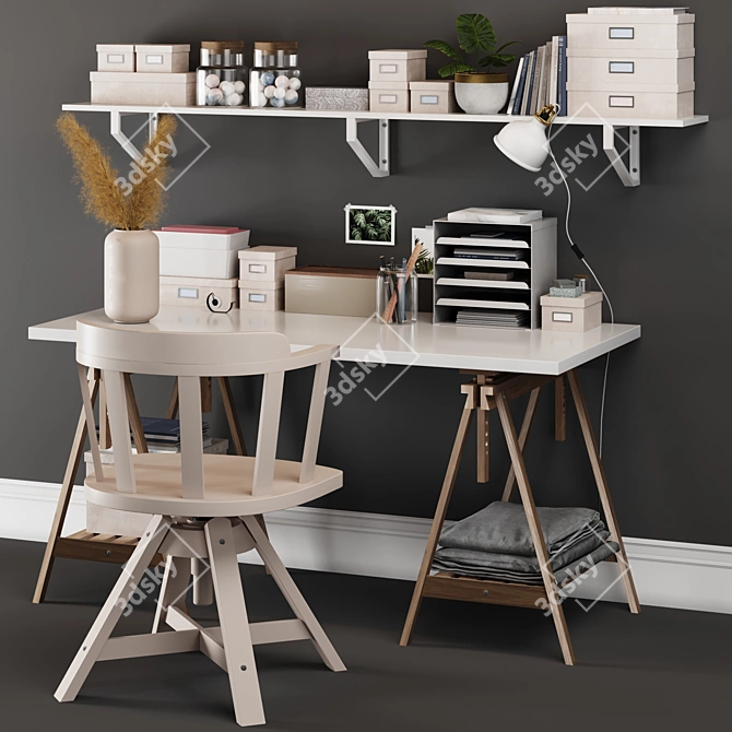 Sleek Workspace Solution: IKEA Office Set 3D model image 2