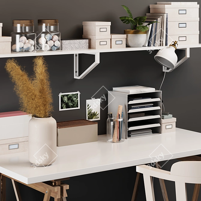 Sleek Workspace Solution: IKEA Office Set 3D model image 3