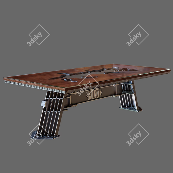 Industrial-Inspired Steel Vintage Pilot Table 3D model image 1