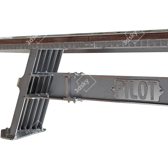 Industrial-Inspired Steel Vintage Pilot Table 3D model image 3