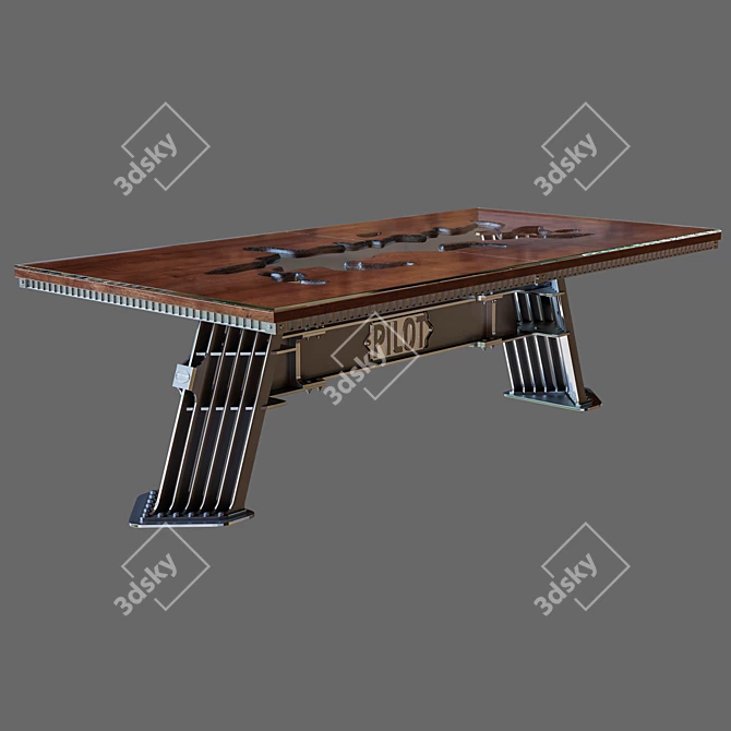 Industrial-Inspired Steel Vintage Pilot Table 3D model image 5