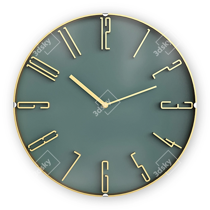 Elegant Bronze Wall Clock 3D model image 1