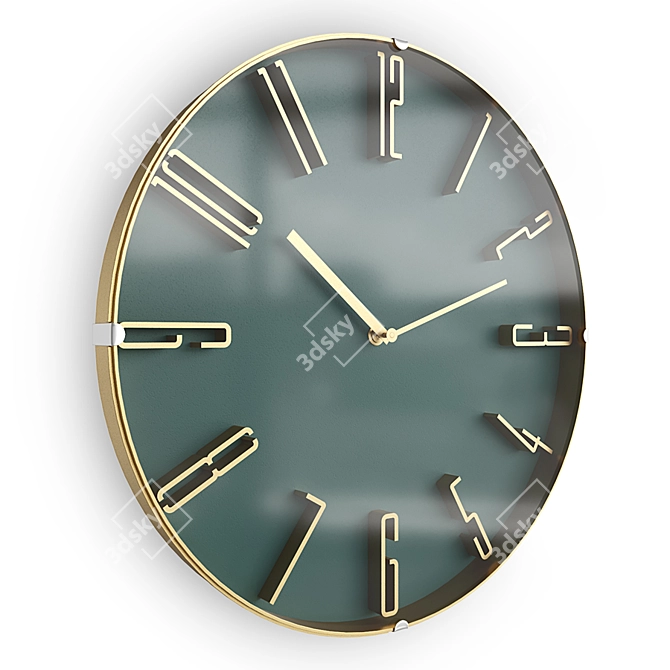Elegant Bronze Wall Clock 3D model image 2