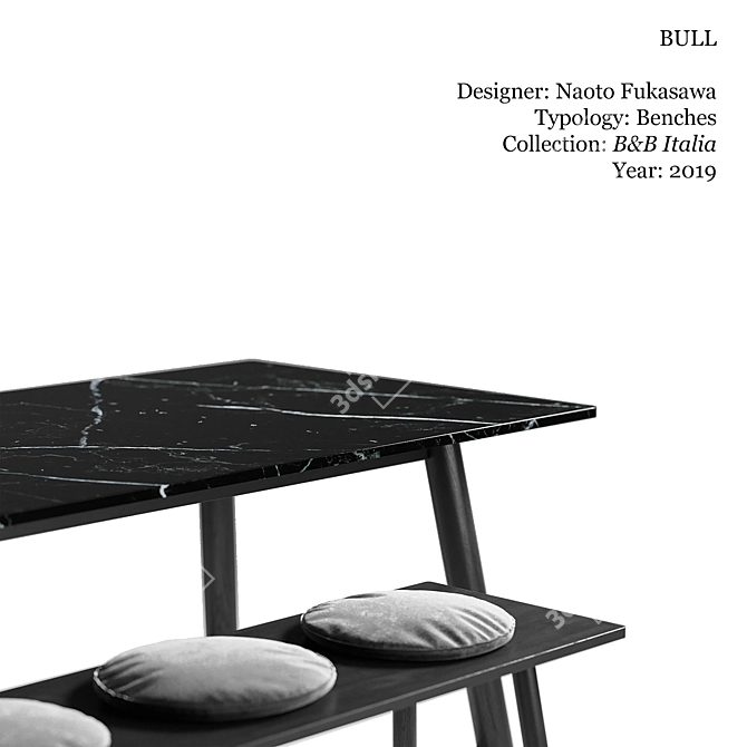 B&B Italia Bench-Bull: A Stylish Seating Solution 3D model image 2